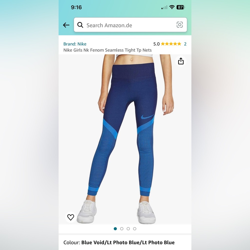 🔥Blue girls Nike fenom seamless tights size large
